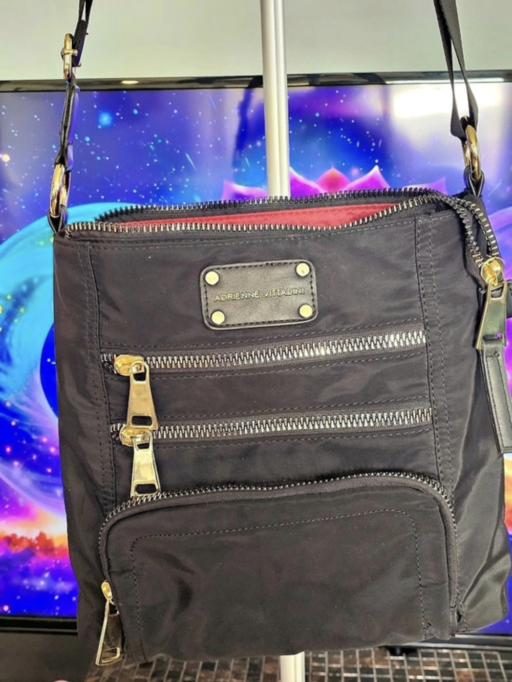 ❗️ADRIENNE VITTADINI i Nylon Multi-Zip Crossbody / Shoulder  Bag Black  ❗️